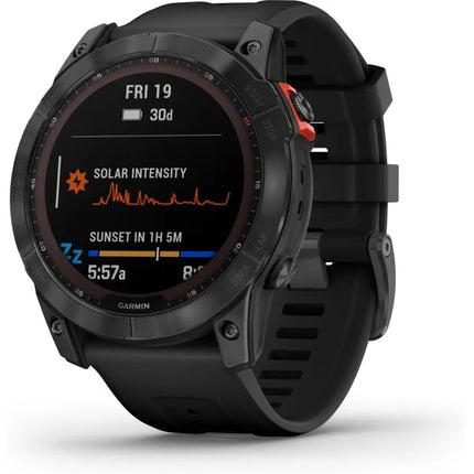 Garmin fenix 7X Solar - 51 mm - slate grey - sports watch with band - silicone - black - wrist size: 127-210 mm - display 1.4" - 16 GB - Bluetooth, Wi-Fi, ANT+ - 96 g