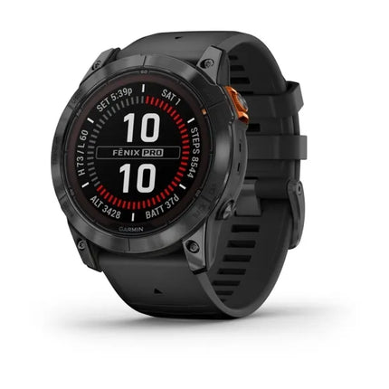 Garmin Fenix 7X Pro - Solar Edition - 51 mm - Slate Grey - Yes Sport Watch with Band - Silicone - Black - Wrist Size: 127-210 mm - Display 1.4" - 32 GB - Bluetooth, Wi-Fi, ANT+ - 96 g