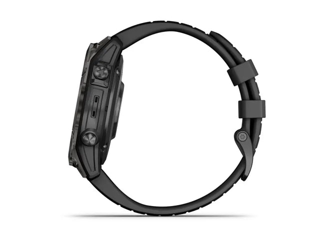 Garmin epix Pro - Sapphire Edition - 2nd generation - 47 mm - titanium carbon grey DLC - Yes smart watch with band - silicone - black - wrist size: 108-182 mm - display 1.3" - 32 GB - Bluetooth, Wi-Fi, ANT+ - 70 g