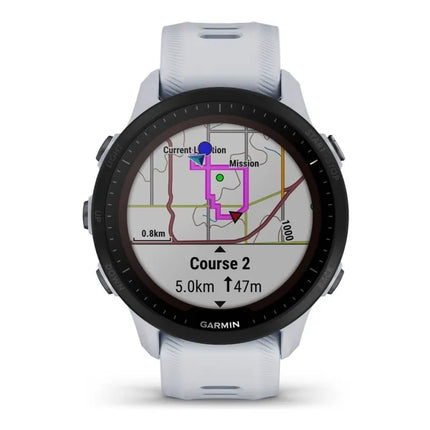 Garmin Forerunner 955 Solar - Sports watch with strap - silicone - wrist size: 130-220 mm - display 1.3" - 32 GB - Bluetooth, Wi-Fi, ANT+ - 53 g - whitestone