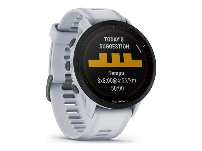 Garmin Forerunner 955 Solar - Sports watch with strap - silicone - wrist size: 130-220 mm - display 1.3" - 32 GB - Bluetooth, Wi-Fi, ANT+ - 53 g - whitestone