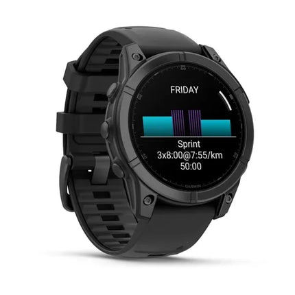 Garmin fenix E - 47 mm - slate grey steel - sports watch with band - silicone - black - wrist size: 125-208 mm - display 1.3" - 16 GB - Bluetooth, Wi-Fi, ANT+ - 76 g