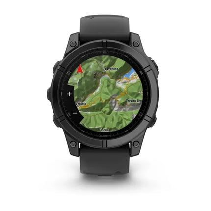 Garmin fenix E - 47 mm - slate grey steel - sports watch with band - silicone - black - wrist size: 125-208 mm - display 1.3" - 16 GB - Bluetooth, Wi-Fi, ANT+ - 76 g