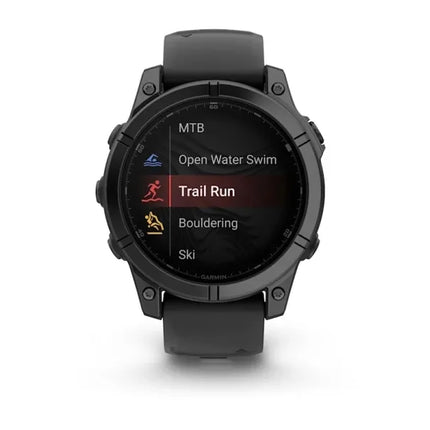 Garmin fenix E - 47 mm - slate grey steel - sports watch with band - silicone - black - wrist size: 125-208 mm - display 1.3" - 16 GB - Bluetooth, Wi-Fi, ANT+ - 76 g