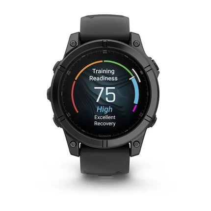 Garmin fenix E - 47 mm - slate grey steel - sports watch with band - silicone - black - wrist size: 125-208 mm - display 1.3" - 16 GB - Bluetooth, Wi-Fi, ANT+ - 76 g