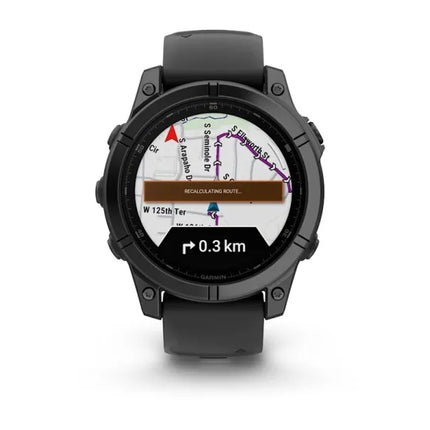 Garmin fenix E - 47 mm - slate grey steel - sports watch with band - silicone - black - wrist size: 125-208 mm - display 1.3" - 16 GB - Bluetooth, Wi-Fi, ANT+ - 76 g