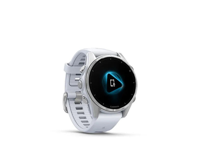 Garmin Fenix 8 - 43 mm - silver - sports watch with band - silicone - white stone - wrist size: 108-182 mm - display 1.4" - 32 GB - Bluetooth, Wi-Fi, ANT+ - 66 g