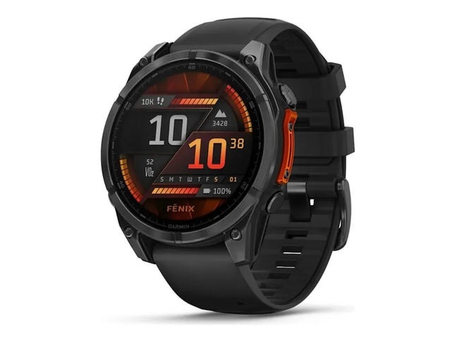 Garmin Fenix 8 - 47 mm - slate grey - sports watch with band - silicone - black - wrist size: 125-208 mm - display 1.4" - 32 GB - Bluetooth, Wi-Fi, ANT+ - 80 g