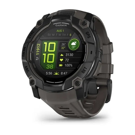Garmin Instinct 3 AMOLED - 50mm - black fiber-reinforced polymer - Yes smart watch with band - silicone - charcoal - display 1.3" - 4GB - Bluetooth, ANT+ - 59g