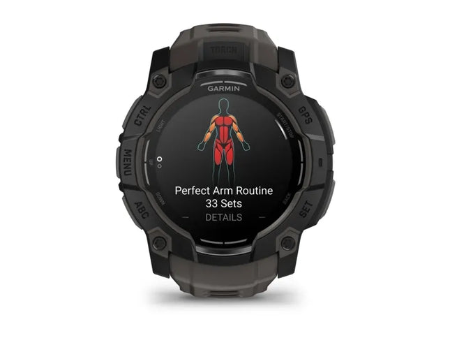Garmin Instinct 3 AMOLED - 50mm - black fiber-reinforced polymer - Yes smart watch with band - silicone - charcoal - display 1.3" - 4GB - Bluetooth, ANT+ - 59g