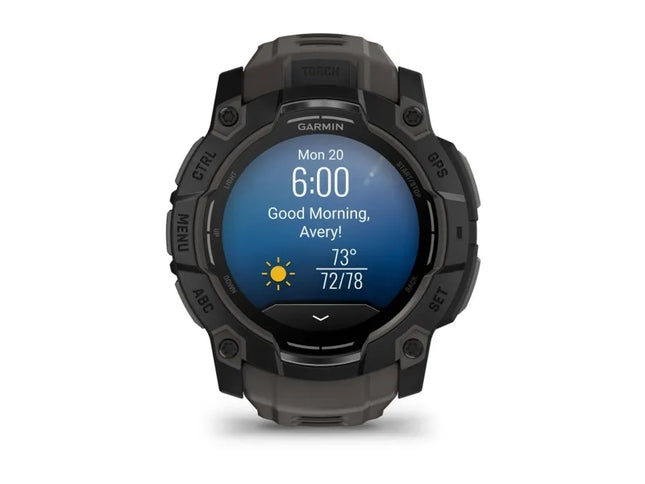 Garmin Instinct 3 AMOLED - 50mm - black fiber-reinforced polymer - Yes smart watch with band - silicone - charcoal - display 1.3" - 4GB - Bluetooth, ANT+ - 59g