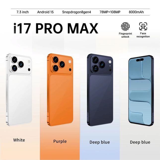 2025 Hot-selling Original I17 Pro Max 5G Smartphone6.9-inch Display 16GB + 2TB Storage Octa-core MTK 108MP