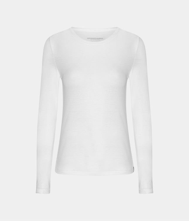 Hvid langærmet bambus T-shirt