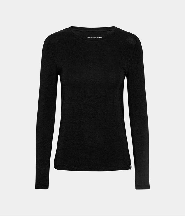 Sort langærmet bambus T-shirt