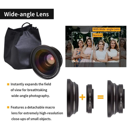 AF2 5600PX 18X Zoom 4K Digital Video Camera with Hood Microphone Wide-Angle Lens and SD Card New Design Photography Cameras