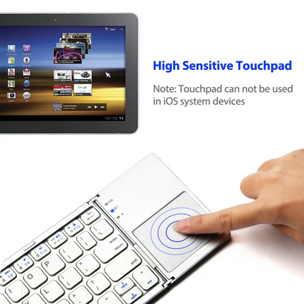 CE FCC RoHs Rechargeable Bluetooth Folding Keyboard with Touchpad Portable Slim Wireless Foldable Keyboard for Laptop Tablet