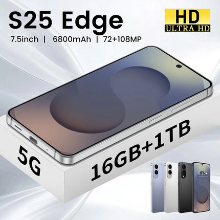 Hot Selling S25 Edge 5G LTE Multilingual Smartphone 7.3 Inch HD 120Hz Full Display Deca Core Snapdragon 800 Series 108MP Android