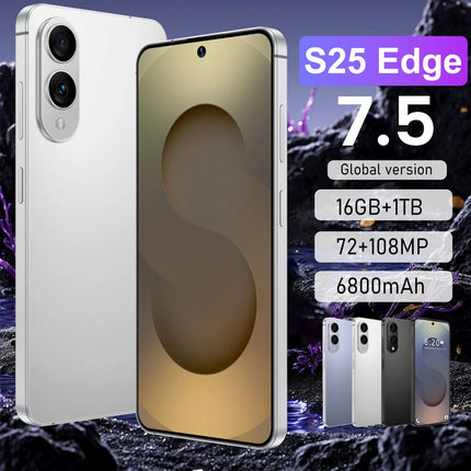 Hot Selling S25 Edge 5G LTE Multilingual Smartphone 7.3 Inch HD 120Hz Full Display Deca Core Snapdragon 800 Series 108MP Android