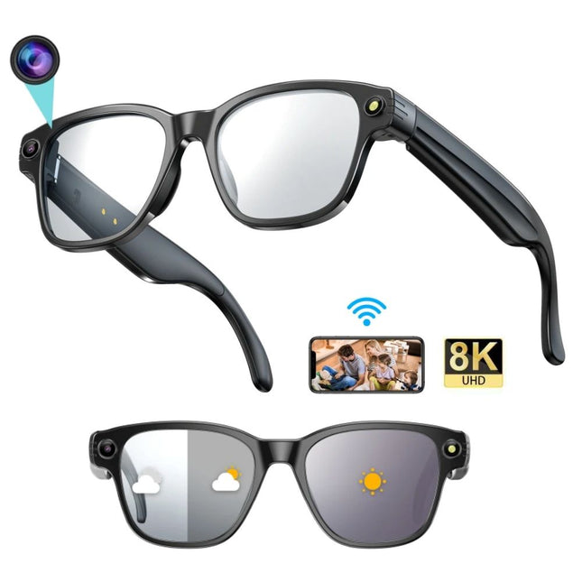Camera Smart Glasses with Bluetooth Audio HD Recording Open Ear Smart Sunglasses Cycling Hiking Driving Outdoor Sports Travel
