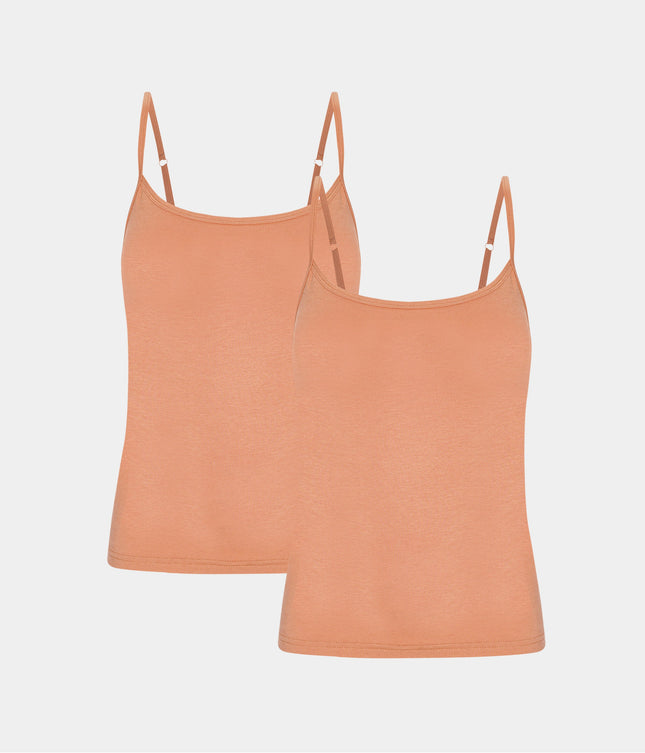 2 stk Tan bambus toppe med tynde stropper